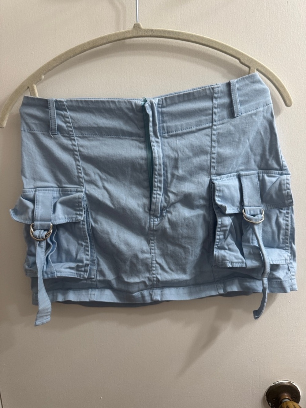 Light Blue Cargo Mini Skirt Shorts